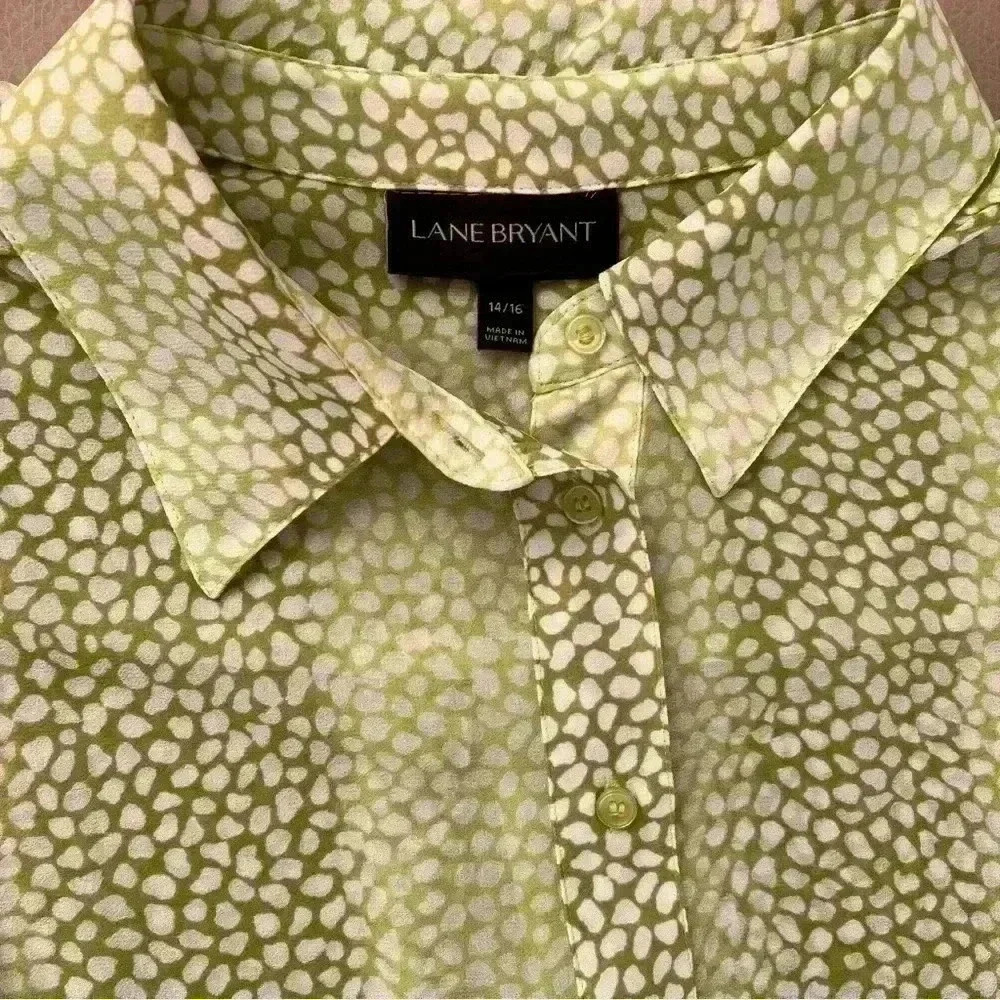 Lane Bryant Green Patterned Blouse - Picture 7 of 12